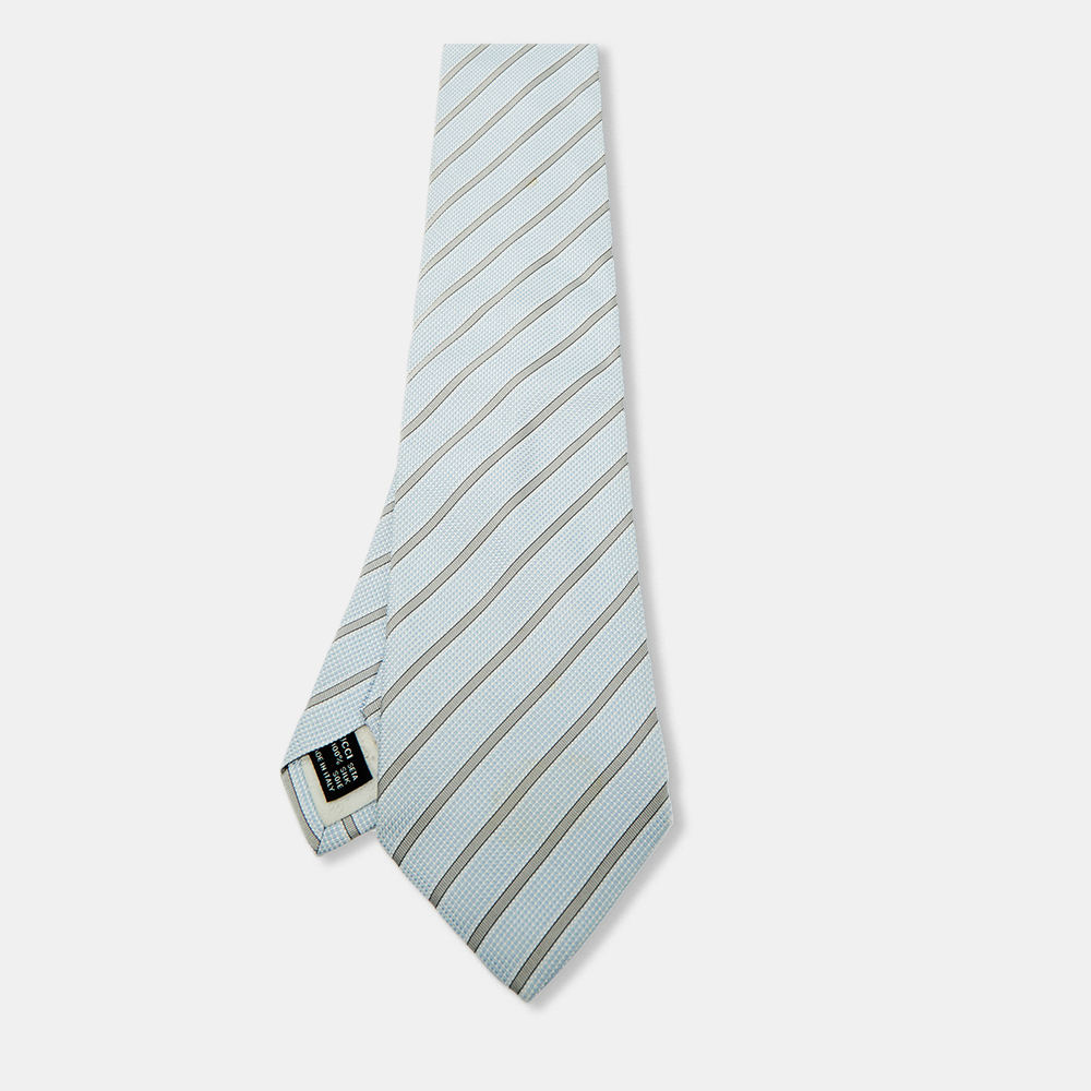 

Gucci Blue Diagonal Striped Silk Traditional Tie