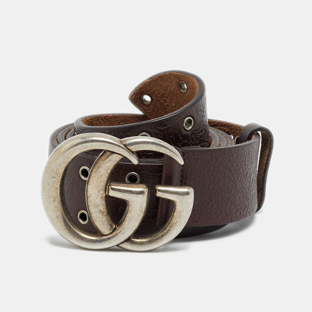 

Gucci Studded GG Buckle  Brown Leather