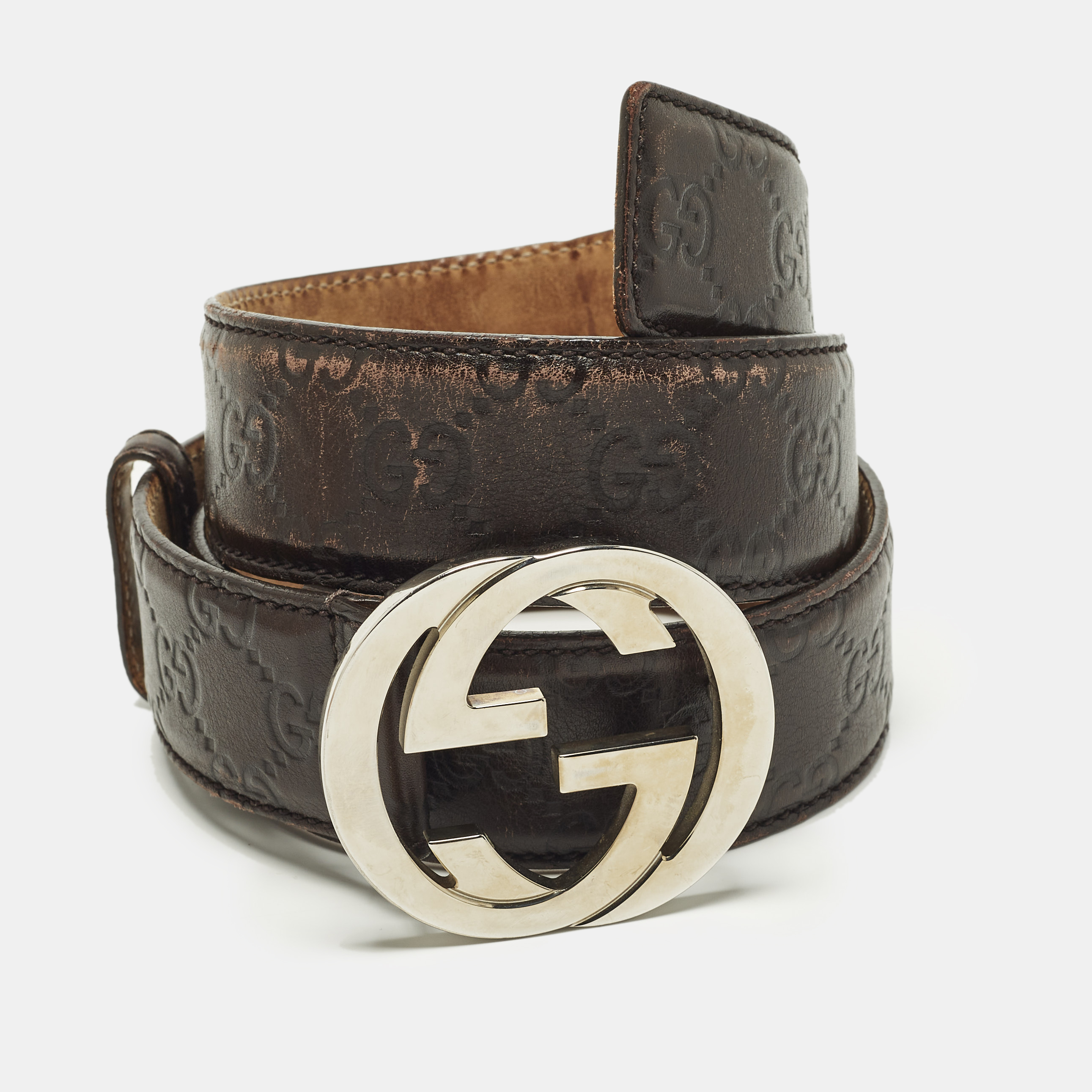 

Gucci Interlocking G  Buckle Belt Brown Guccissima Leather