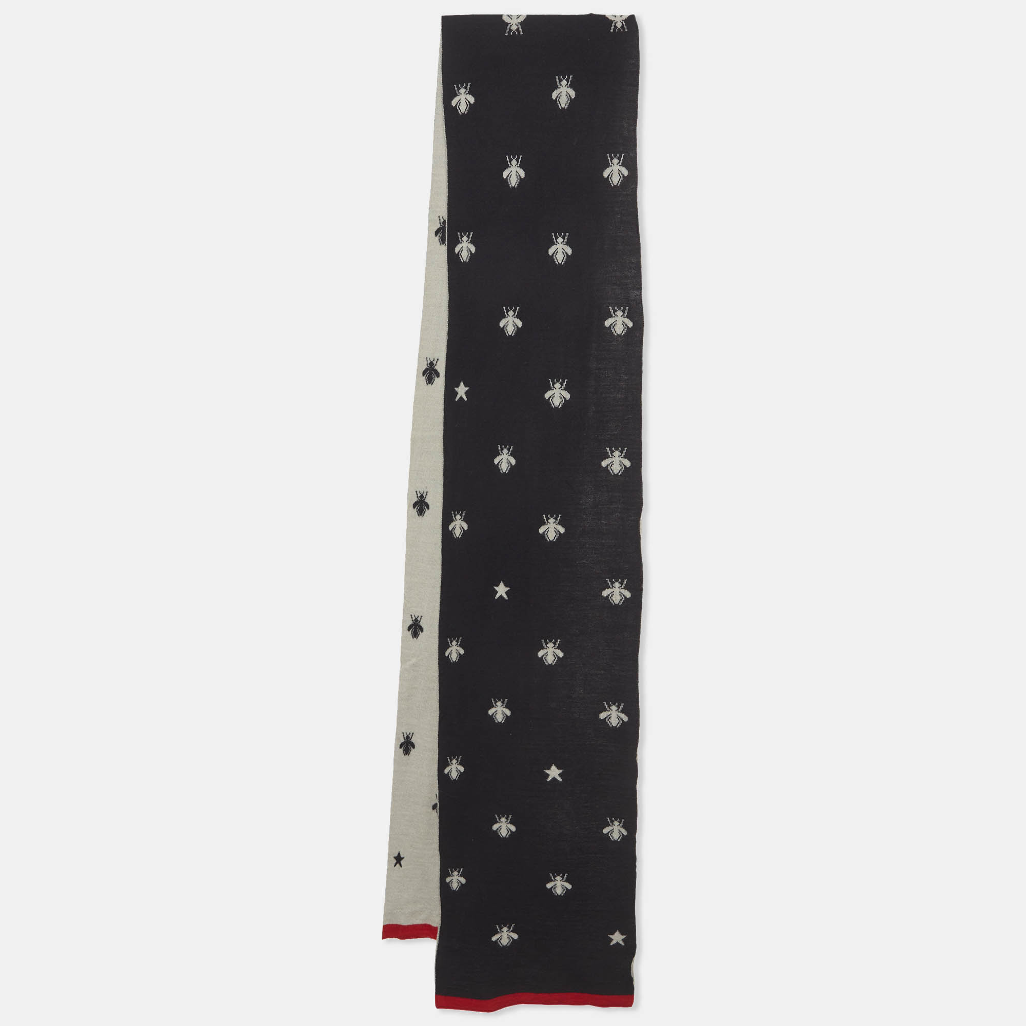 

Gucci Navy Blue Wool Bee and Star Muffler