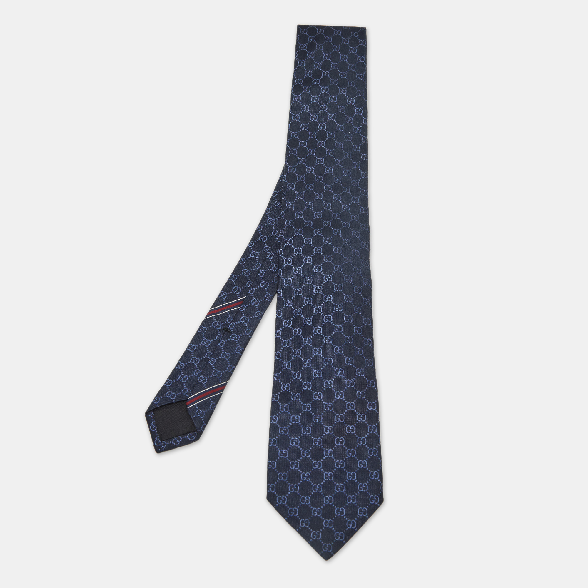 

Gucci Navy Blue GG Interlock Pattern Silk Tie