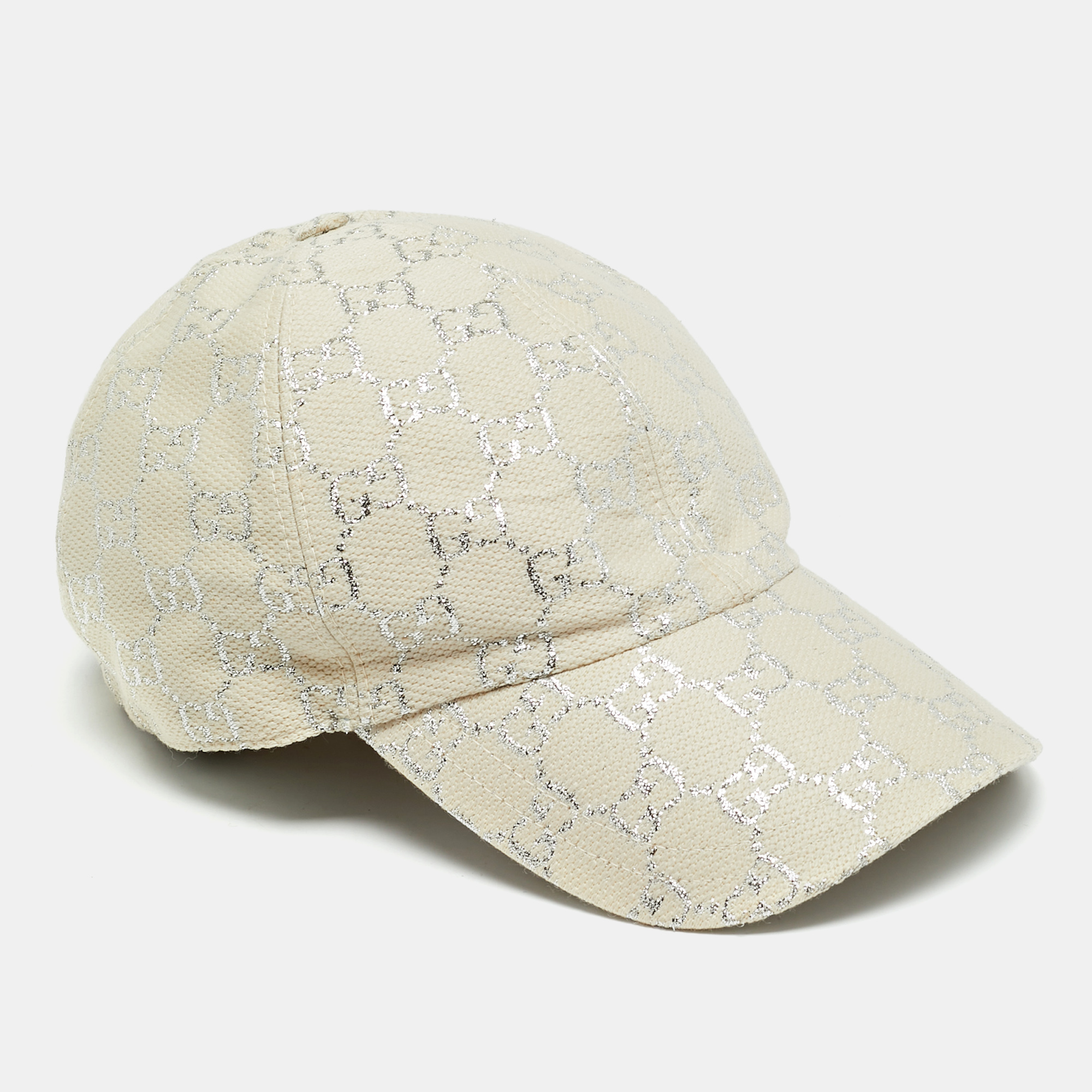 

Gucci White GG Lurex Canvas Baseball Cap Size