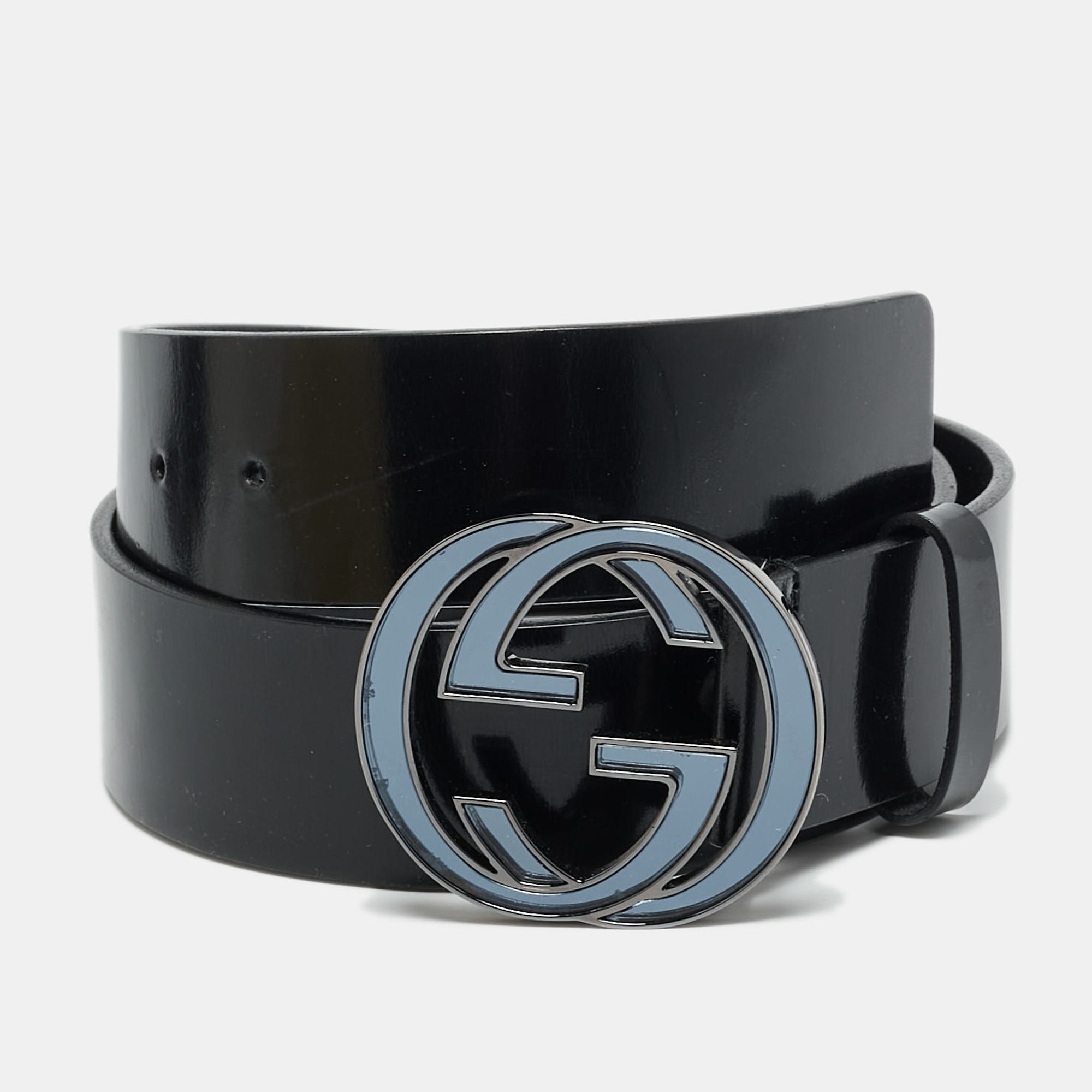 

Gucci GG Marmont 80CM Belt Black Glossy Leather