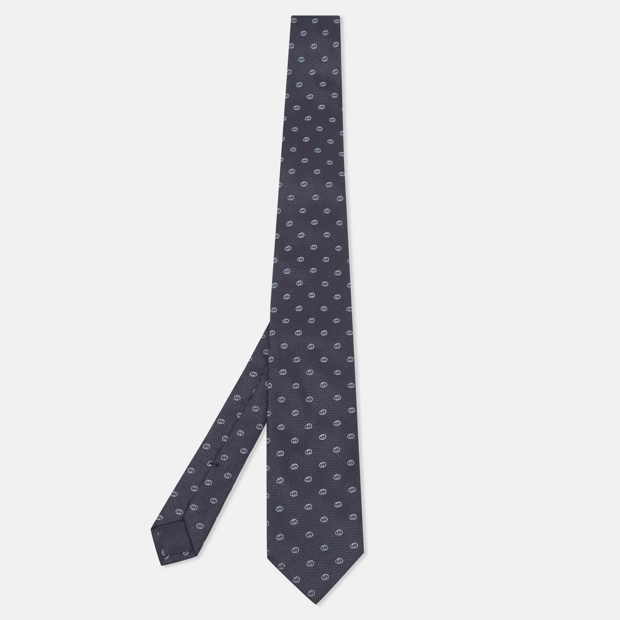 

Gucci Navy Blue GG Jacquard Silk Tie