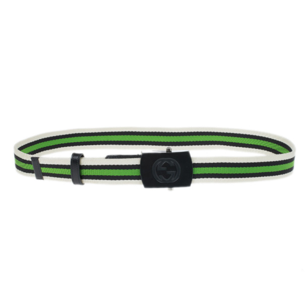 Pre Owned Gucci Web Detail Canvas Belt 95CM