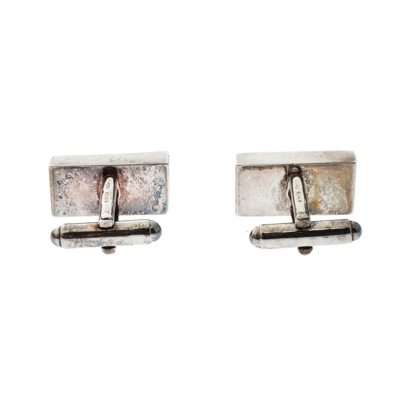 Gucci Trademark rectangular cufflinks in silver-YBE01109900100U