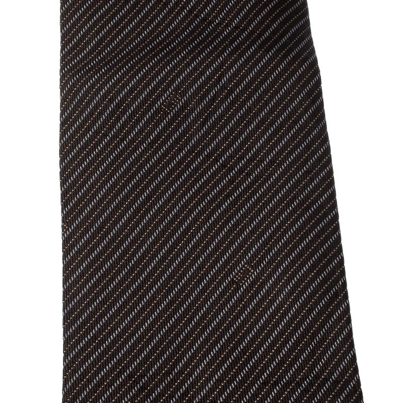

Gucci Vintage Dark Brown Diagonal Striped Silk Jacquard Tie