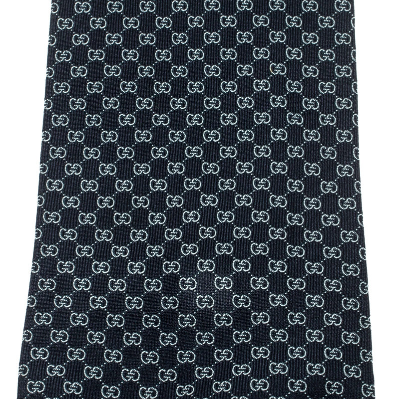 

Gucci Navy Blue Silk Jacquard Logo Patterned Tie