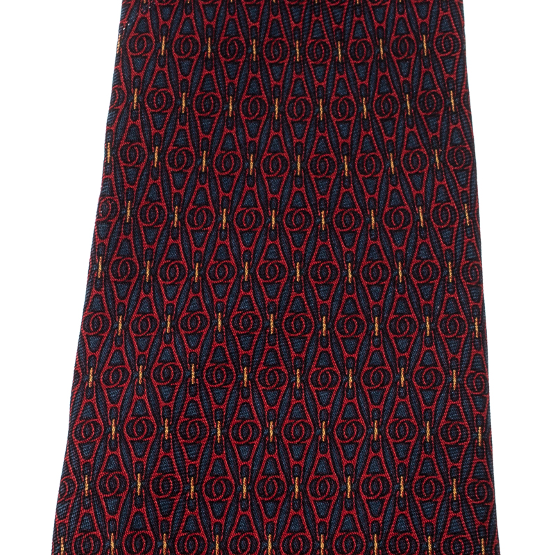 

Gucci Vintage Burgundy Geometric Pattern Silk Tie
