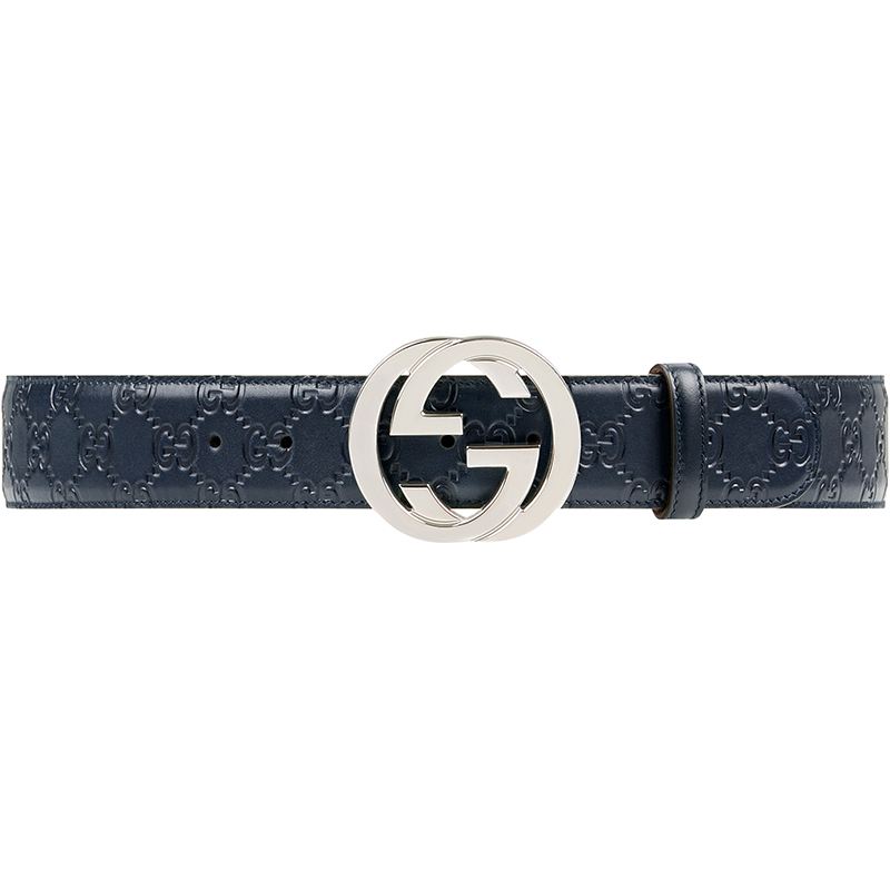 مملوكة مسبقًا Gucci Blue Guccissima Leather Belt Size 105CM