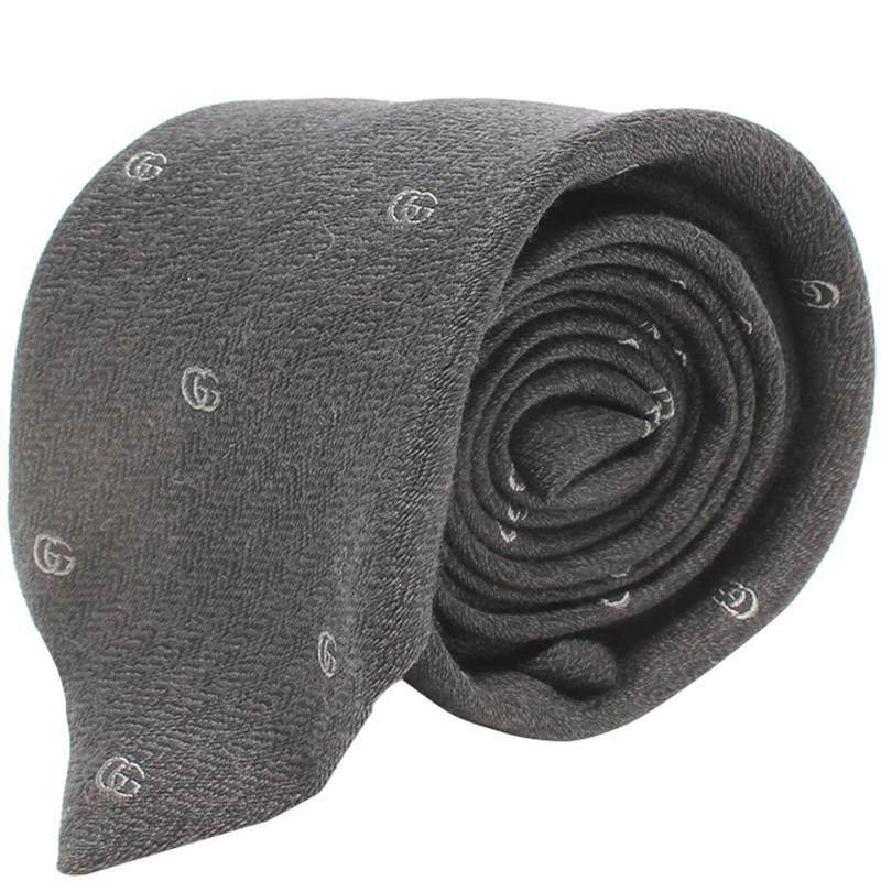Gucci Black Woven GG Pattern Tie 