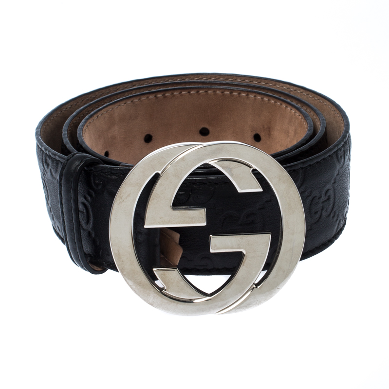 

Gucci Black Guccissima Leather Interlocking G Belt