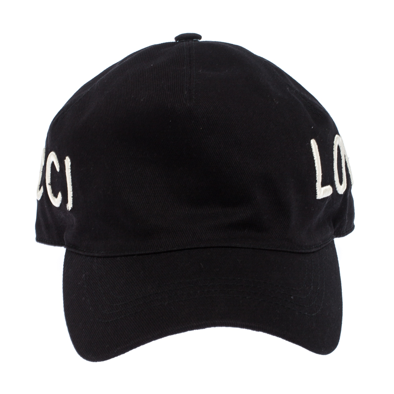 Gucci Black Loved Embroidered Canvas Baseball Cap M Gucci ...