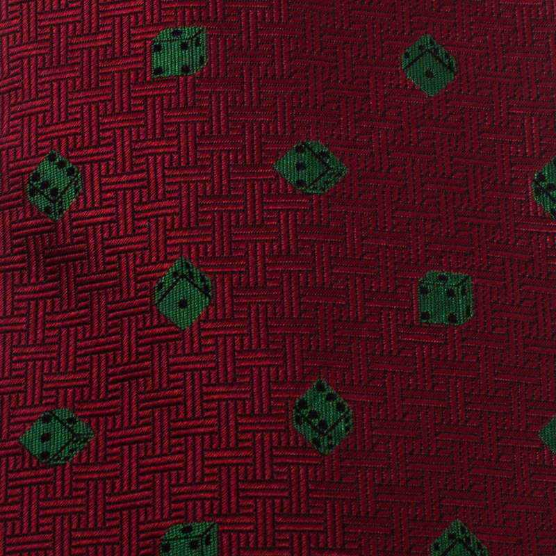 

Gucci Red Dice Patterned Jacquard Silk Tie