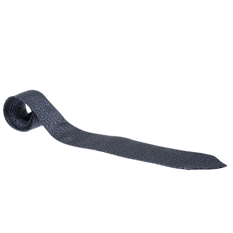 مملوكة مسبقًا Gucci Blue Horesbit Patterned Jacquard Silk Tie