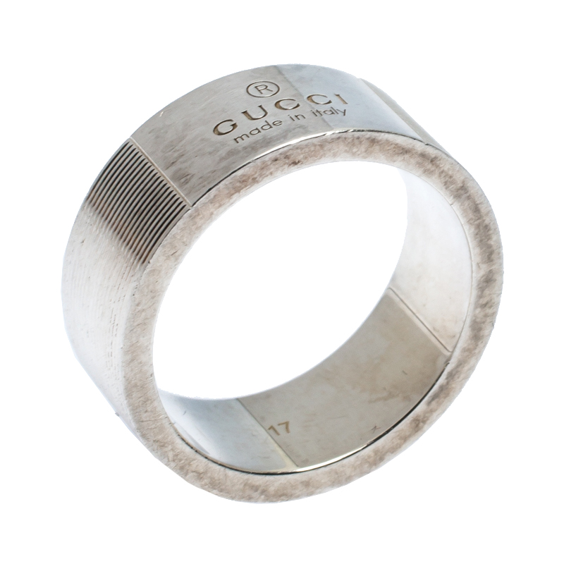 gucci sterling silver signature band ring