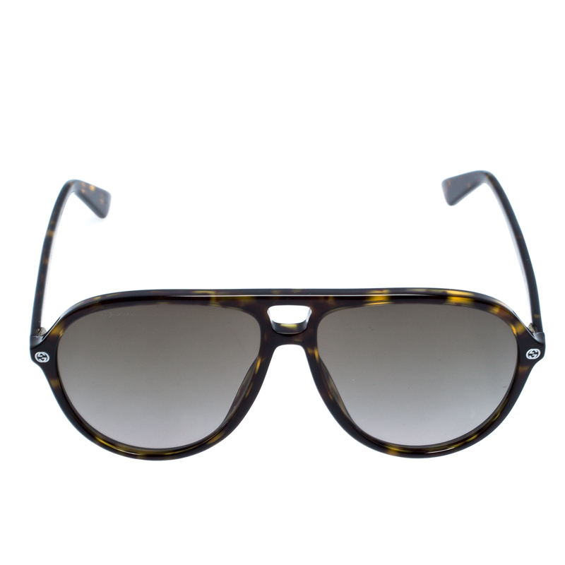

Gucci Havana Brown/ Green Gradient GG0119S Aviator Sunglasses