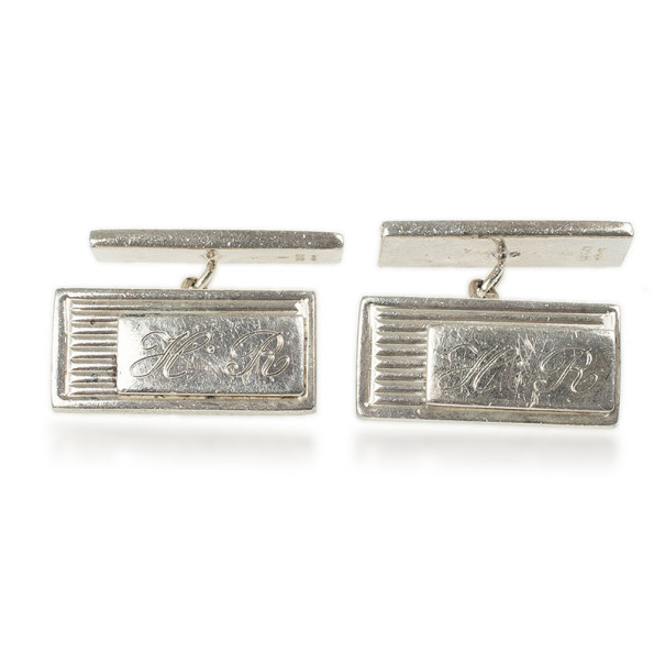 Pre Owned Gucci Curve Aperte Sterling Silver Chain Cufflinks