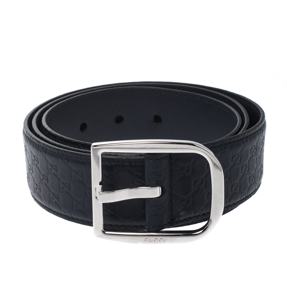 

Gucci Navy Blue Microguccissima Leather Belt