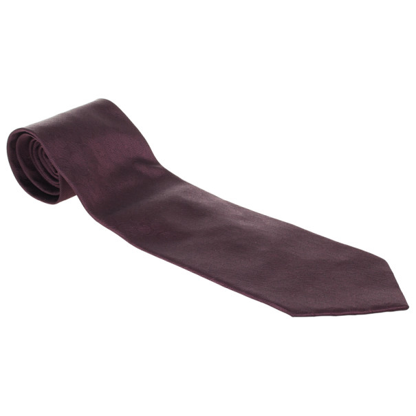 Pre Owned Gucci Purple GG Monogram Woven Silk Tie