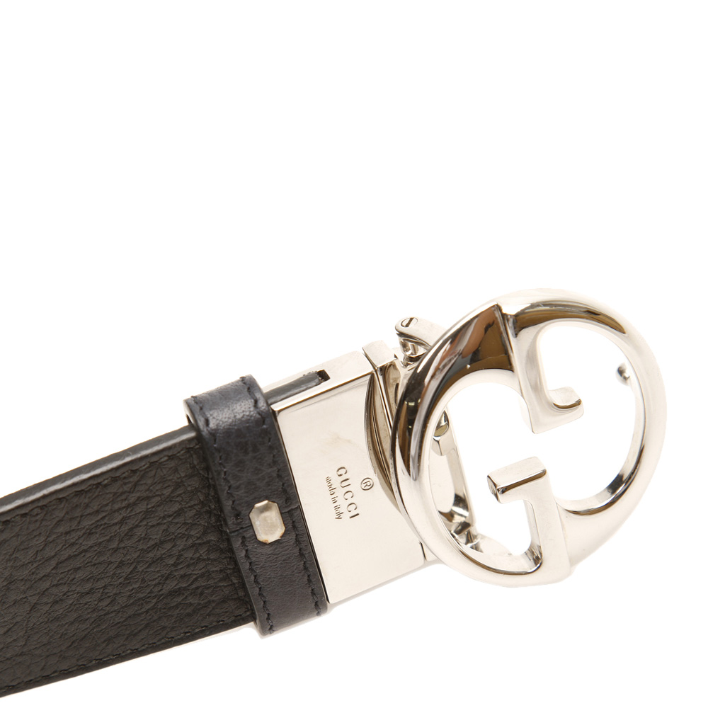 

Gucci Black Leather GG Reversible Belt Size