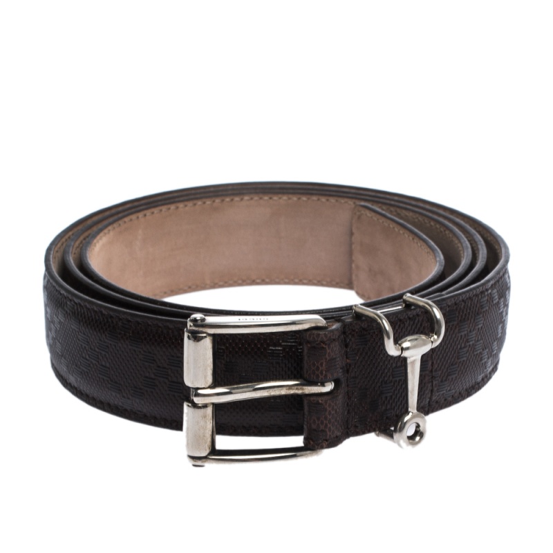 

Gucci Dark Brown Diamante Leather Horsebit Buckle Belt