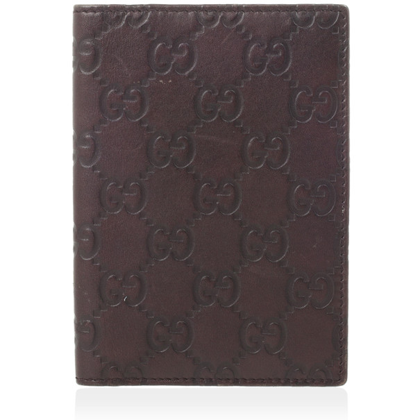 Pre Owned Gucci Brown Guccissima Leather Passport Case