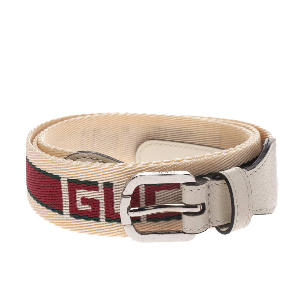

Gucci Off White Fabric Logo Belt
