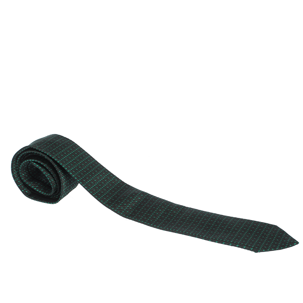 Pre Owned ربطة عنق غوتشي حرير جاكا نمط متشابك ثنائي اللون