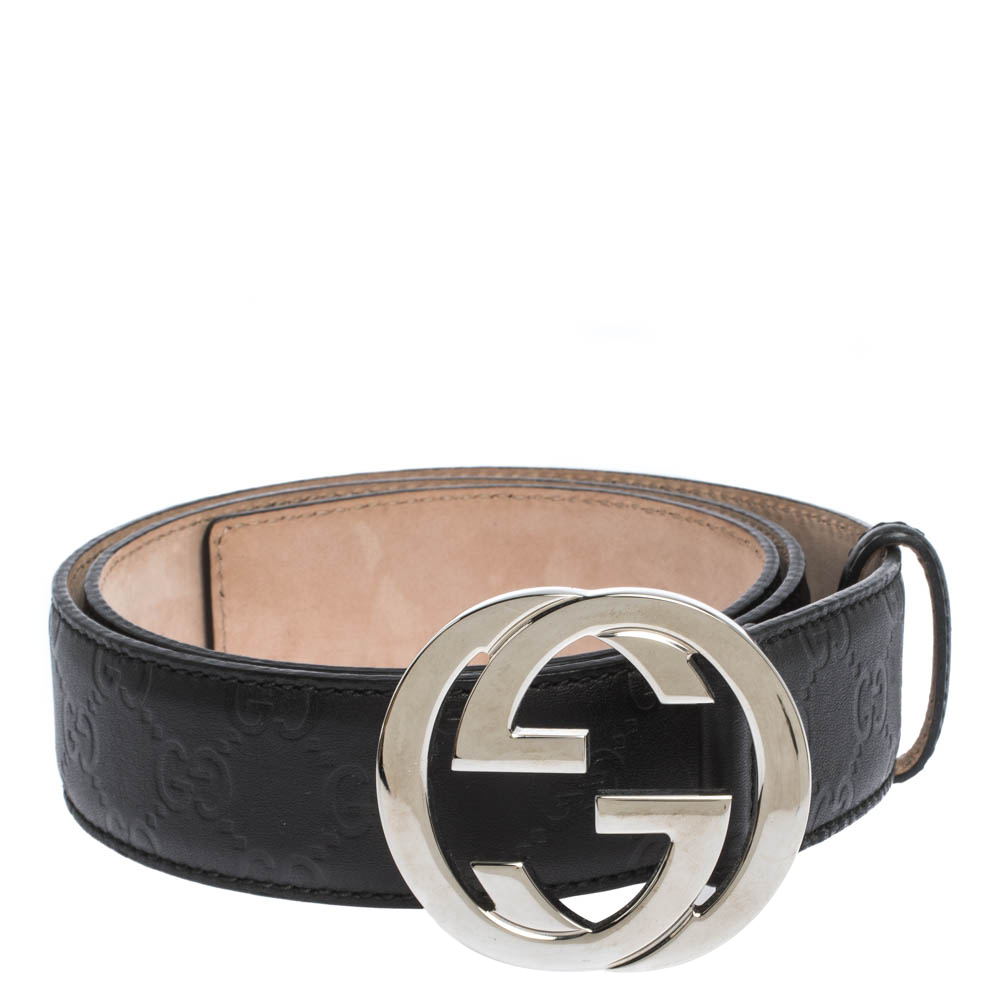 

Gucci Black Guccissima Leather Interlocking G Belt