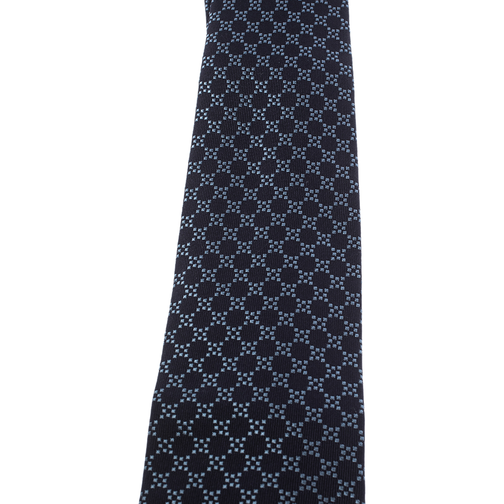 

Gucci Navy Blue Geometric Patterned Silk Tie