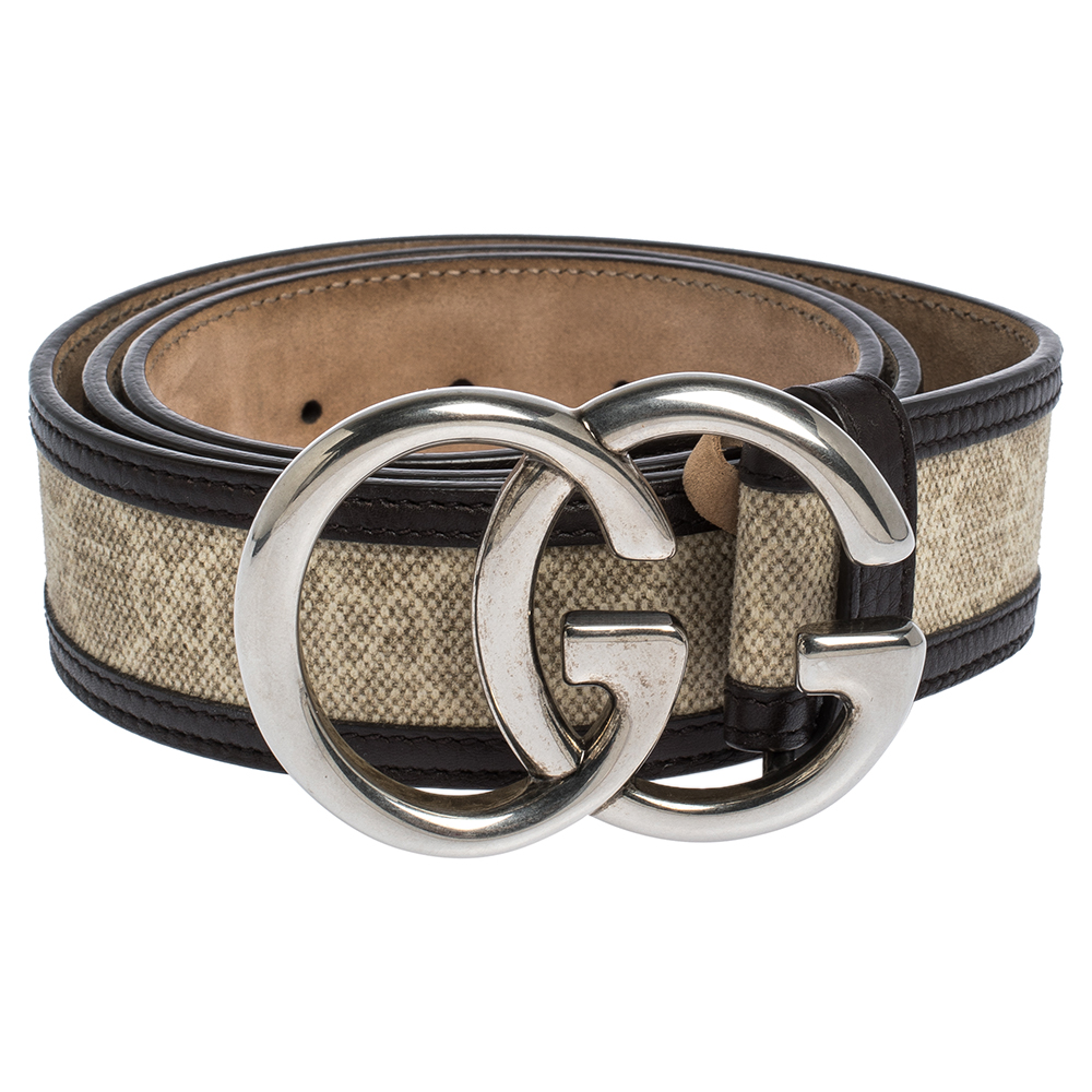

Gucci Beige/Brown GG Canvas and Leather GG Plus Belt