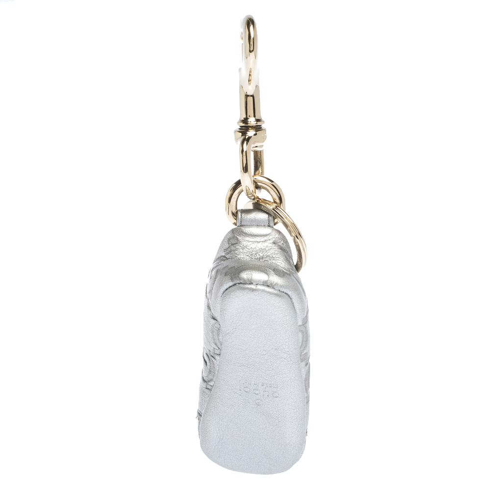 

Gucci Metallic Silver Guccissima Leather Bag Charm & Key Holder