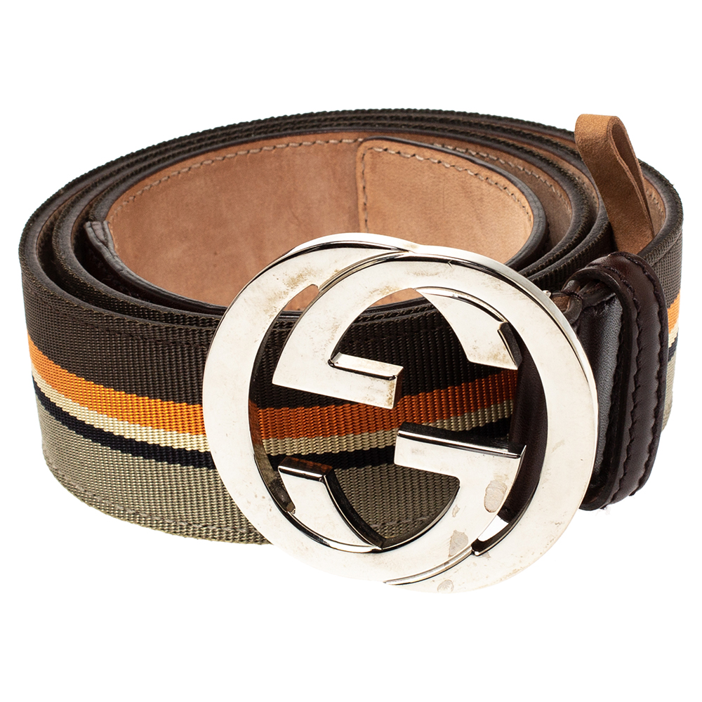 

Gucci Multicolor Web Canvas Interlocking G Buckle Belt