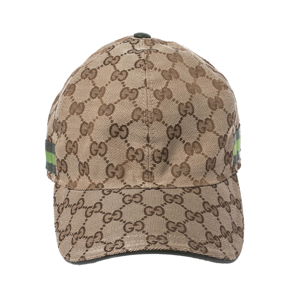 

Gucci Beige GG Canvas Web Stripe Baseball Cap