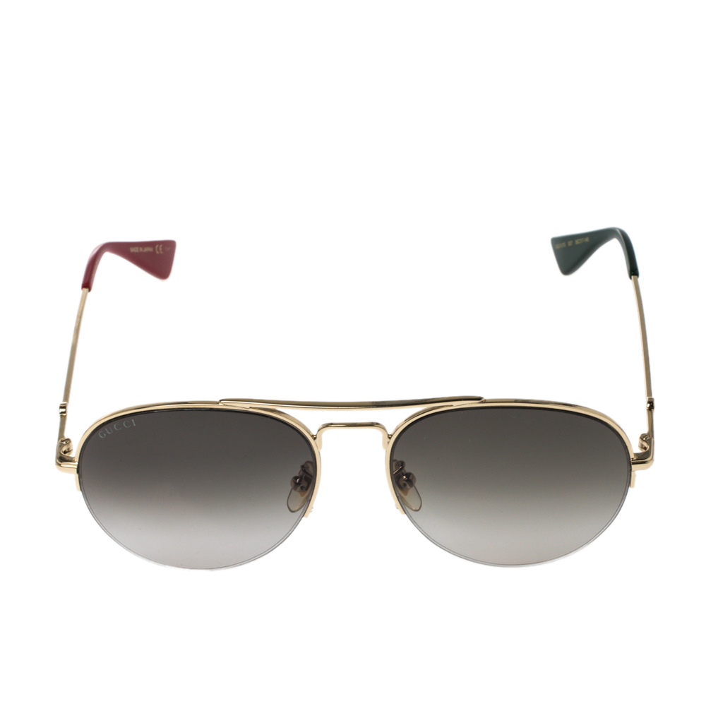 

Gucci Bicolor & Gold/ Brown Gradient GG0107S Aviator Sunglasses