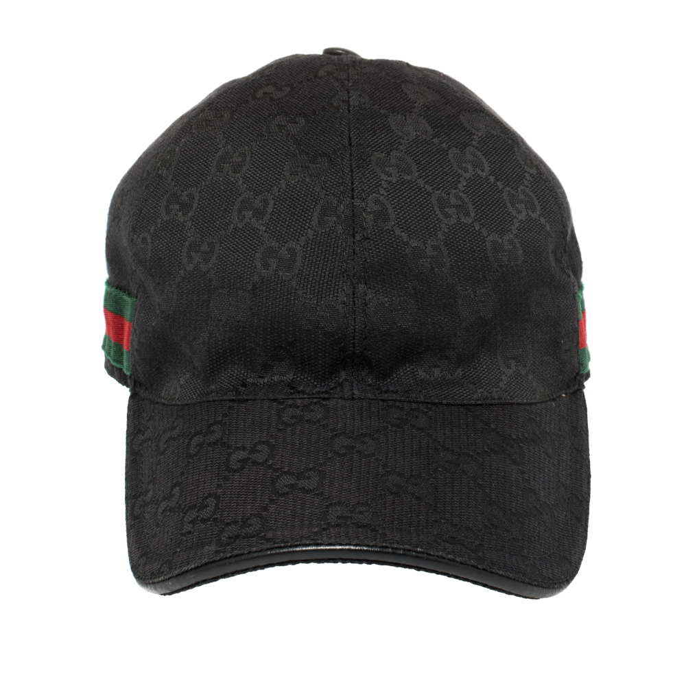 

Gucci Black Guccissima Canvas Web Detail Baseball Cap
