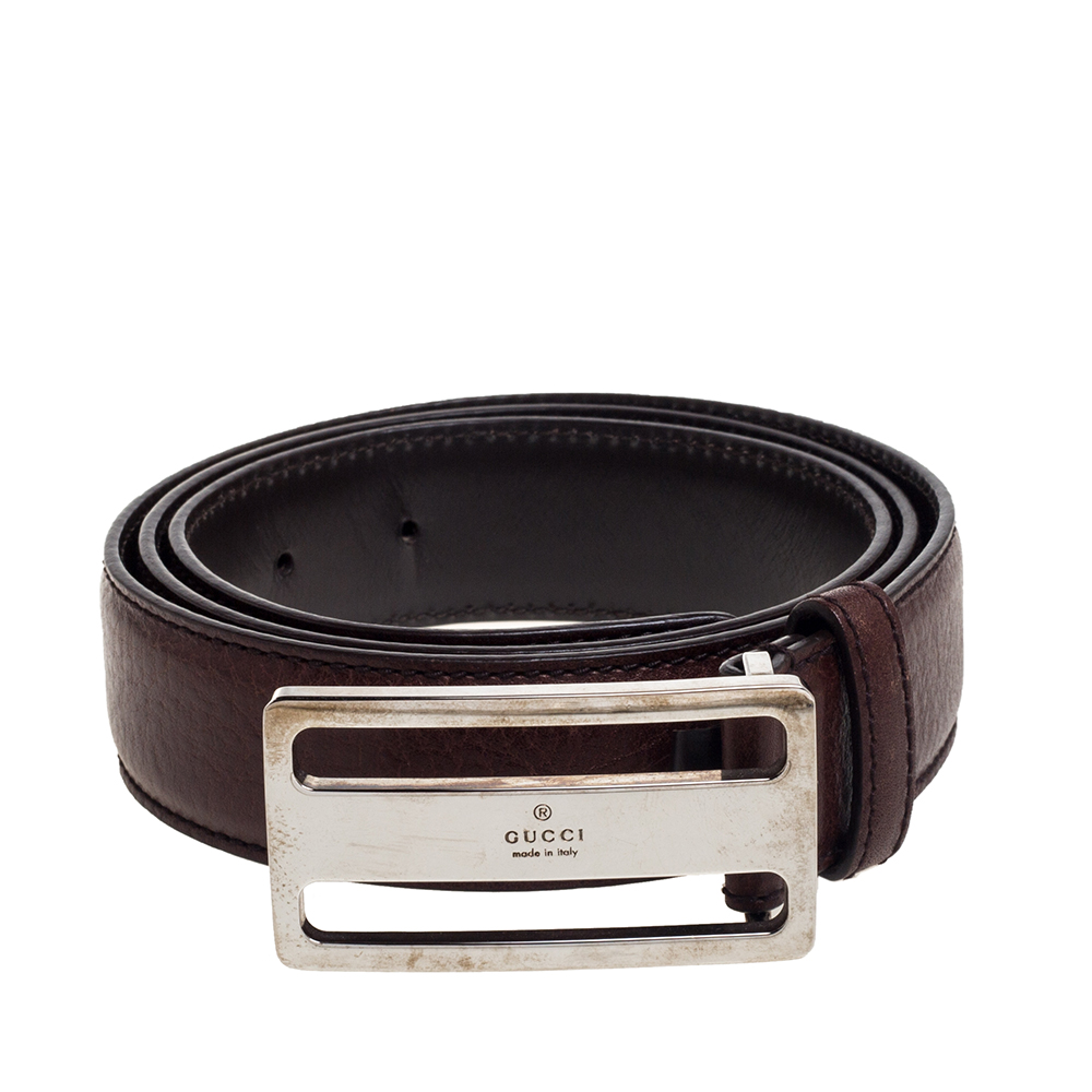 

Gucci Brown Leather Cut Out Buckle Belt