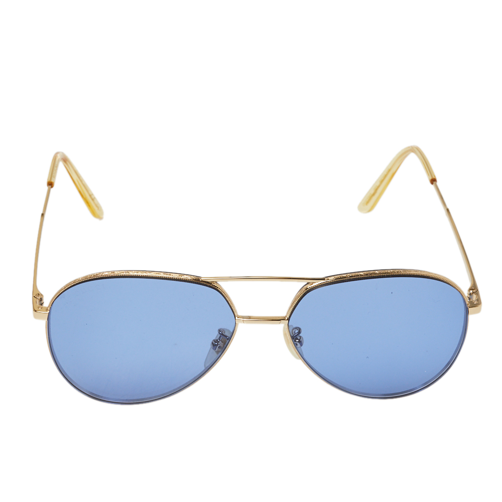 

Gucci Gold Tone/ Blue GG0356S Aviator Sunglasses