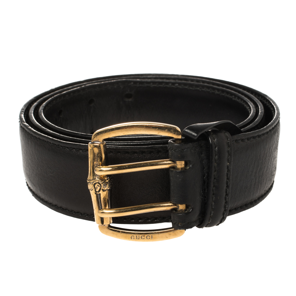 

Gucci Black Leather Buckle Belt