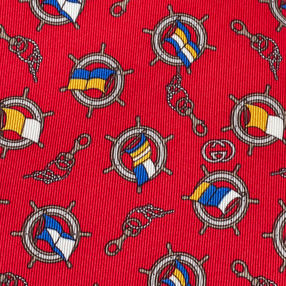 

Gucci Vintage Red Nautical Print Silk Tie