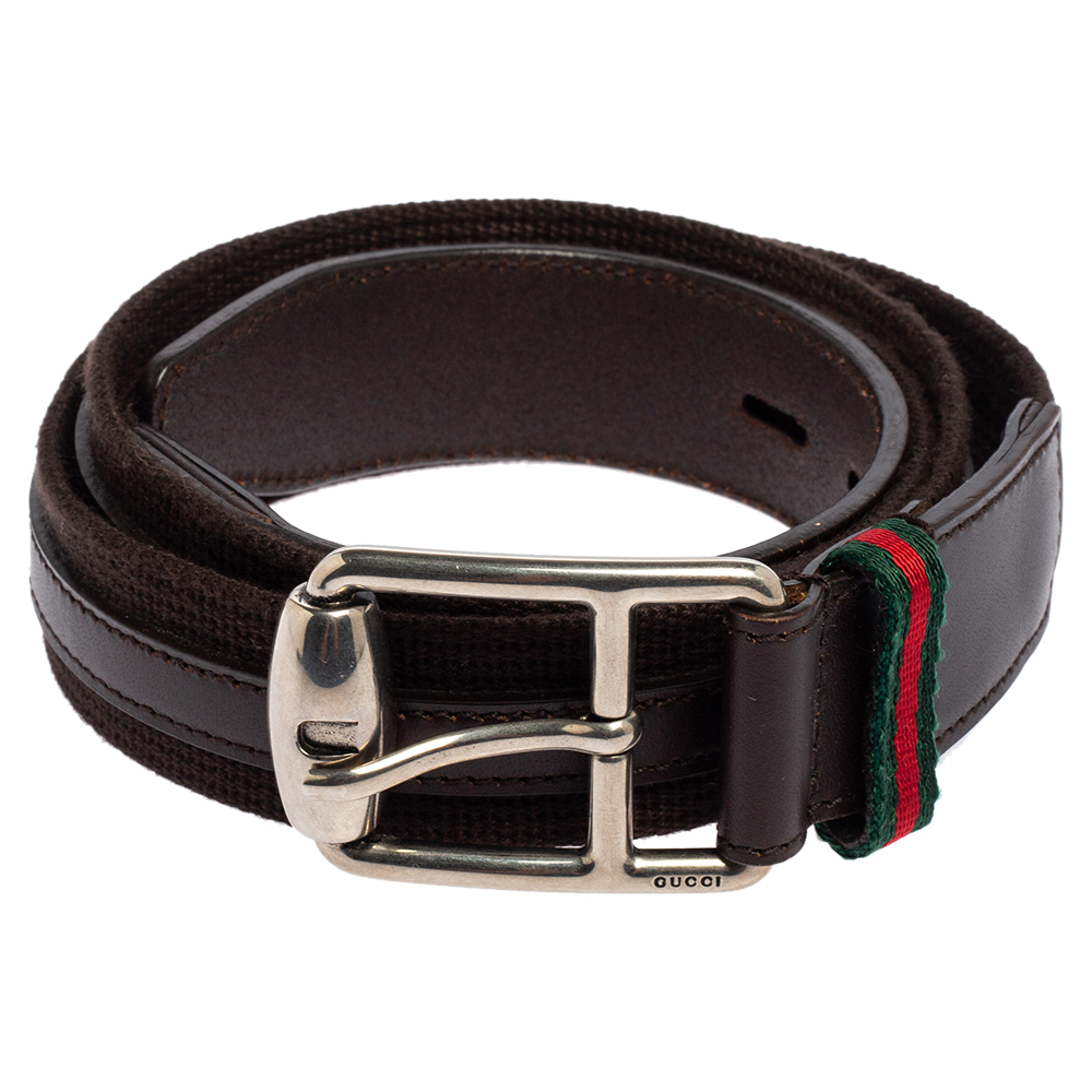 

Gucci Brown Canvas and Leather Buckle Belt