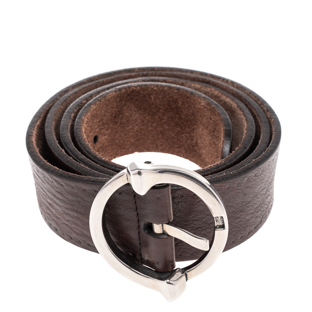 

Gucci Brown Leather Circle Buckle Belt