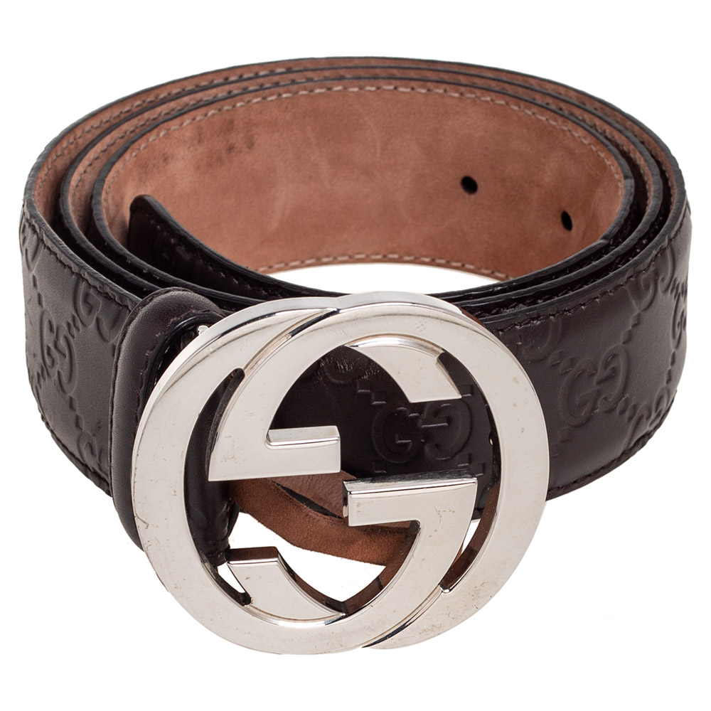 

Gucci Dark Brown Guccissima Leather Interlocking G Buckle Belt