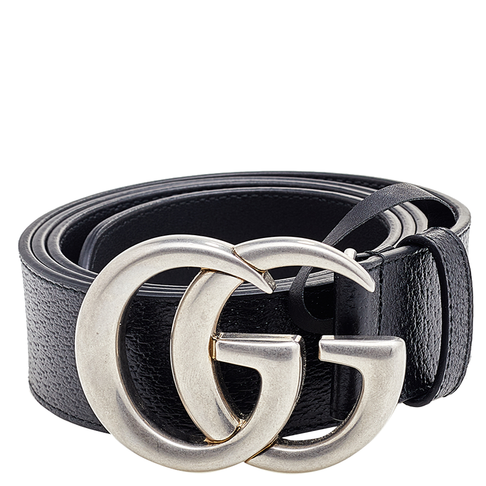 

Gucci Black Leather GG Marmont Belt