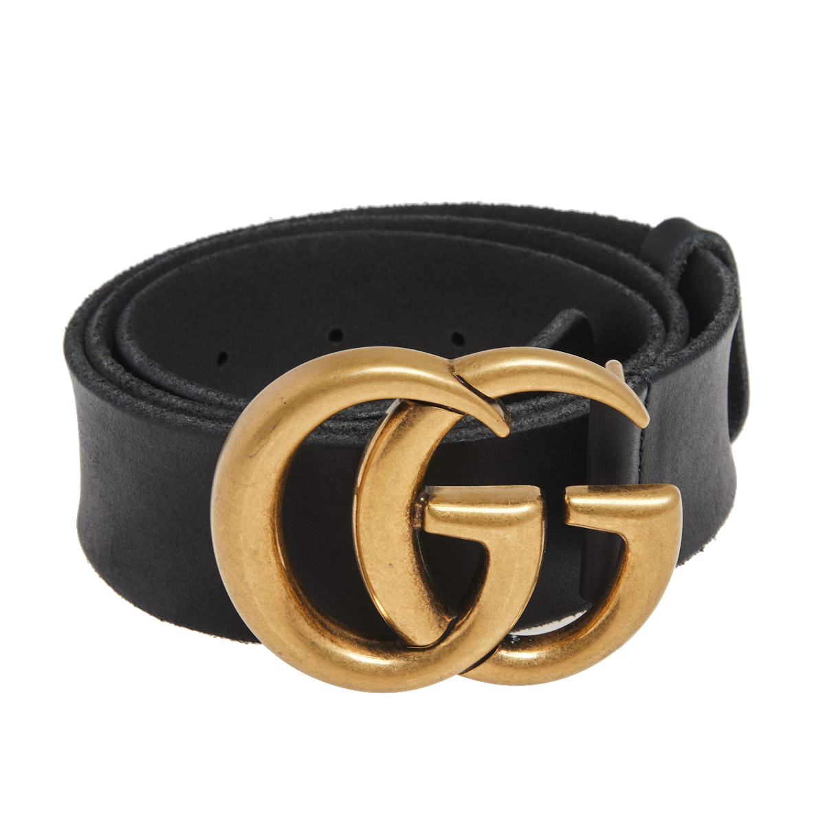 

Gucci Black Leather GG Marmont Buckle Belt