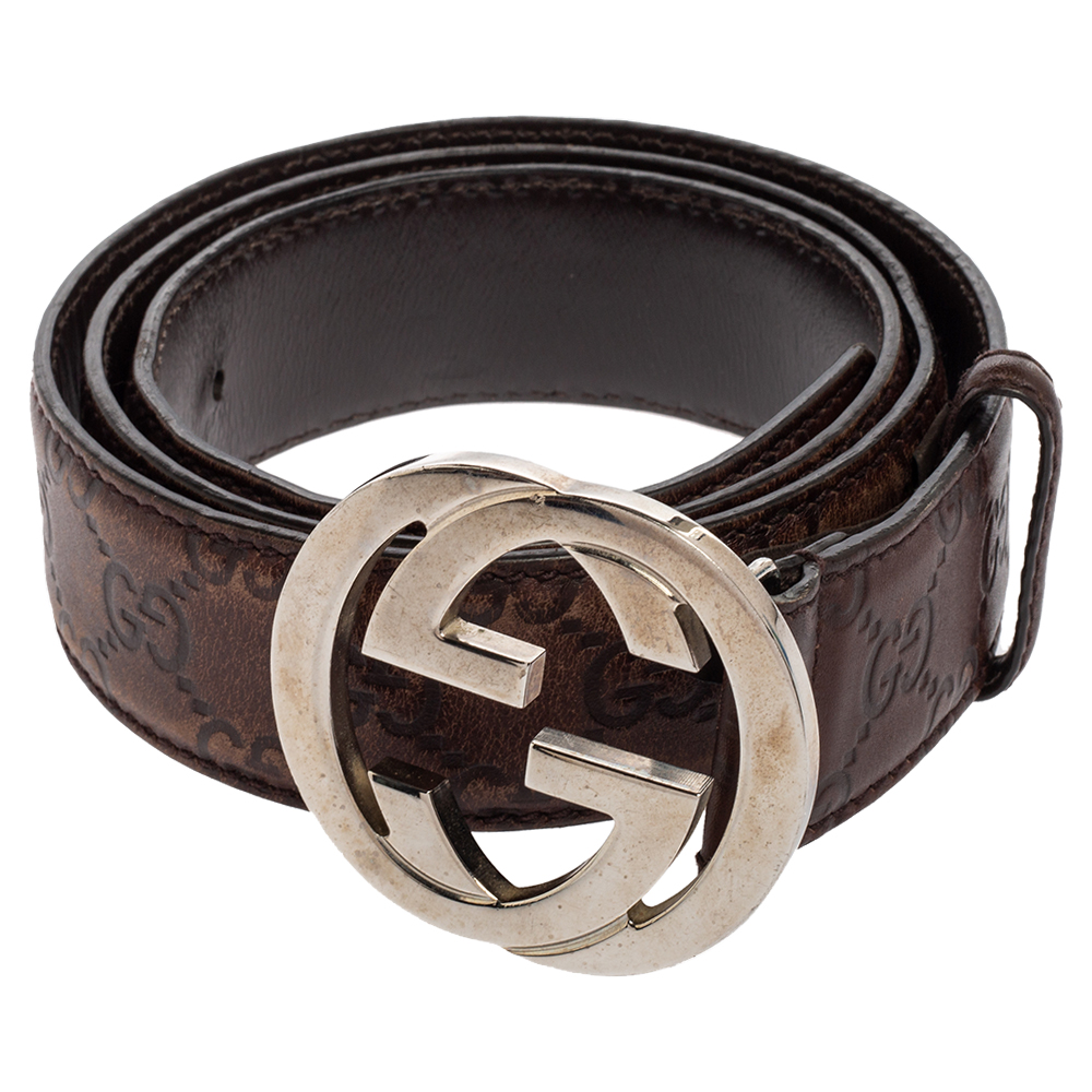 

Gucci Dark Brown Guccissima Leather Interlocking G Buckle Belt