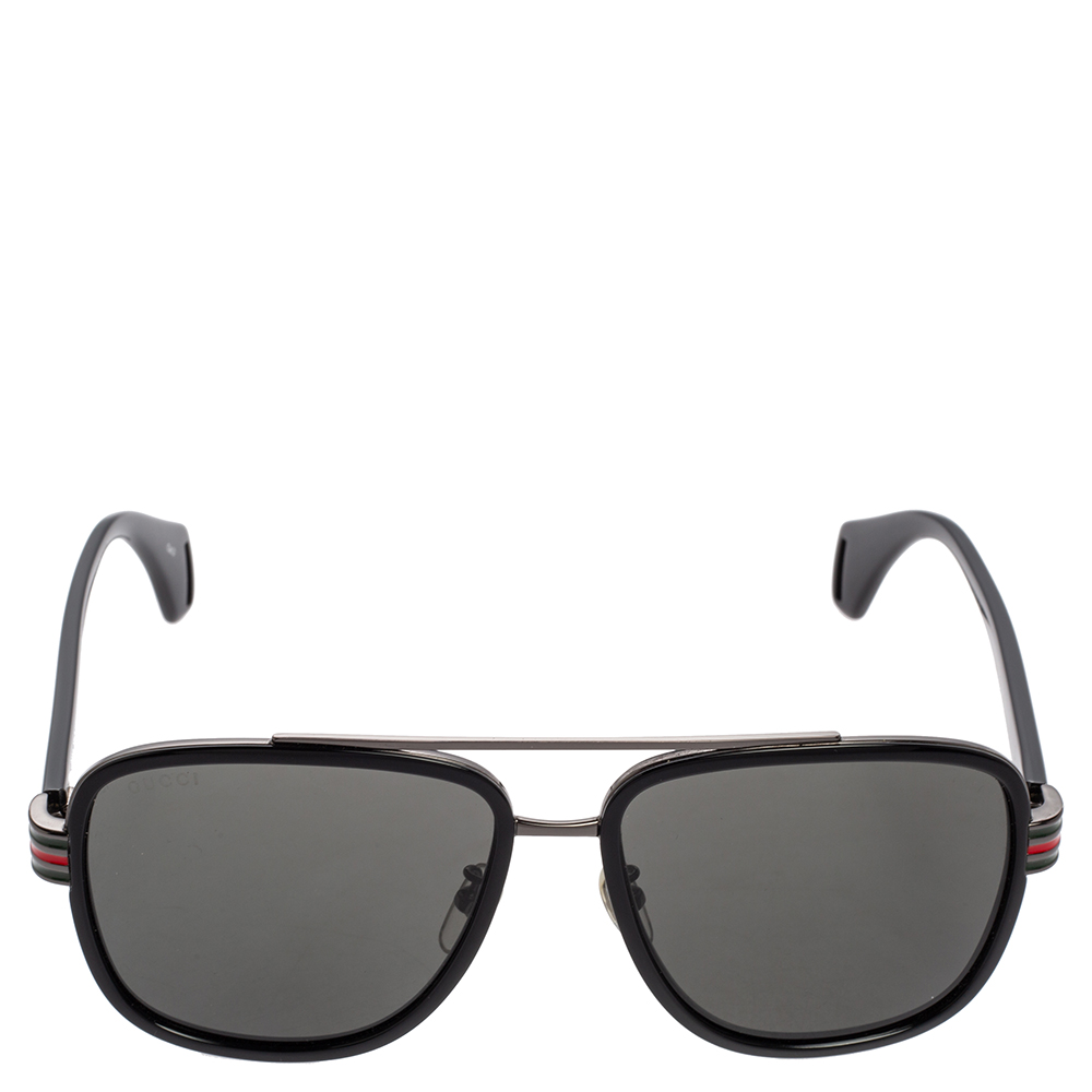 

Gucci Black Tone/ Grey GG0448S Pilot Sunglasses