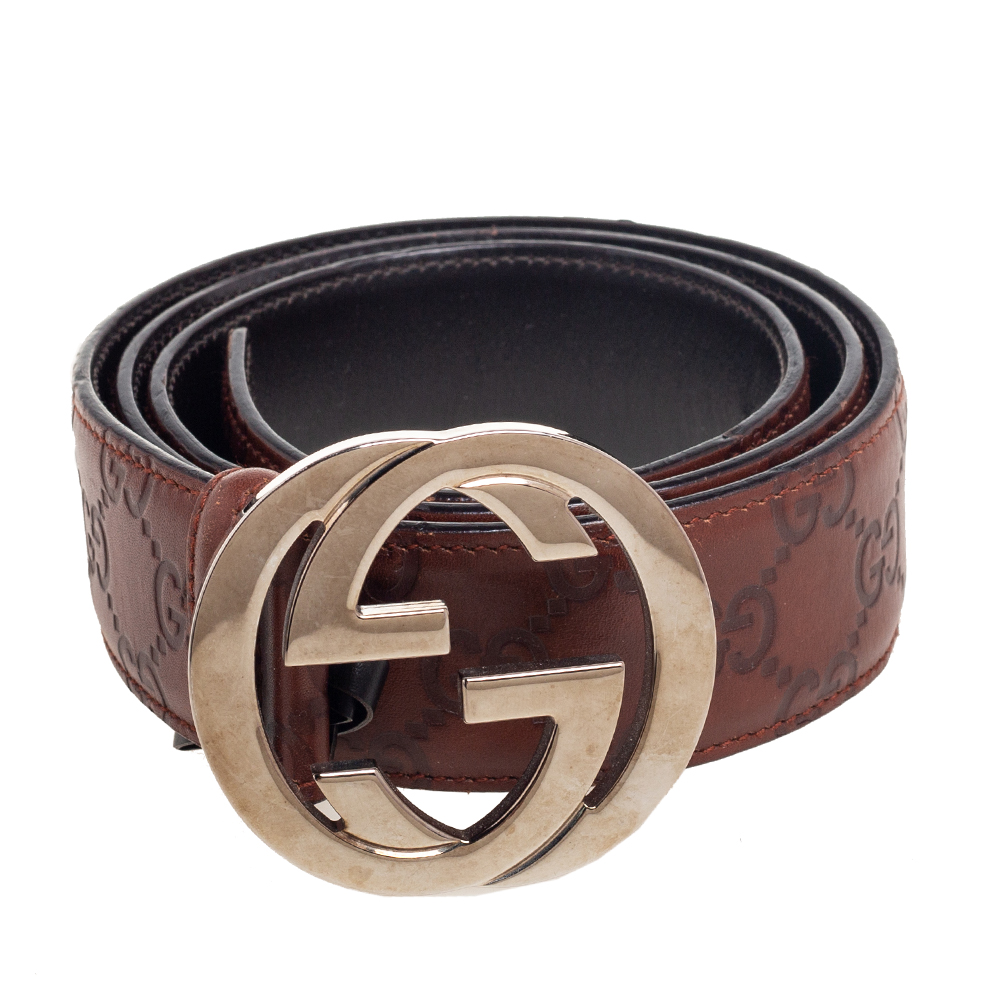 

Gucci Brown Guccissima Leather Interlocking G Buckle Belt