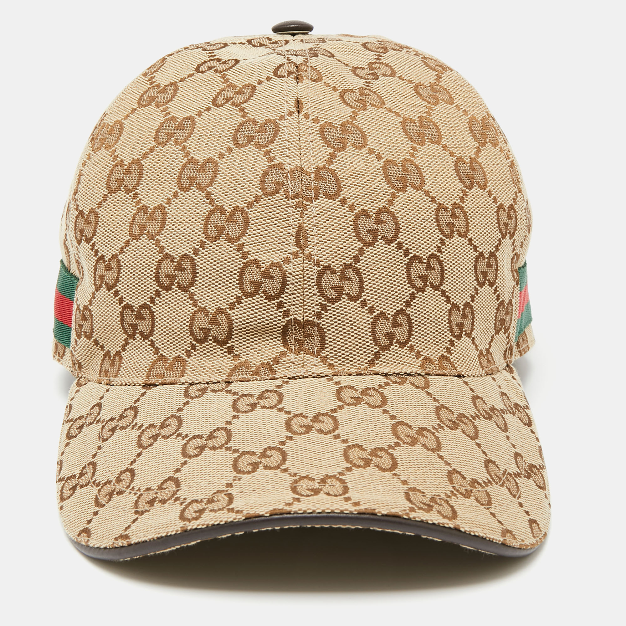 

Gucci Bicolor GG Canvas Web Stripe Baseball Cap, Beige